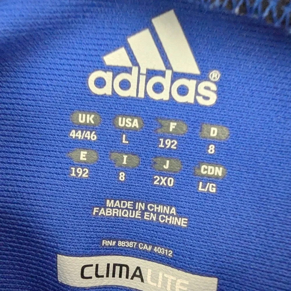 Adidas Polo Shirt Blue Climalite Three Stripe Athletic Mens Sz L Performance
